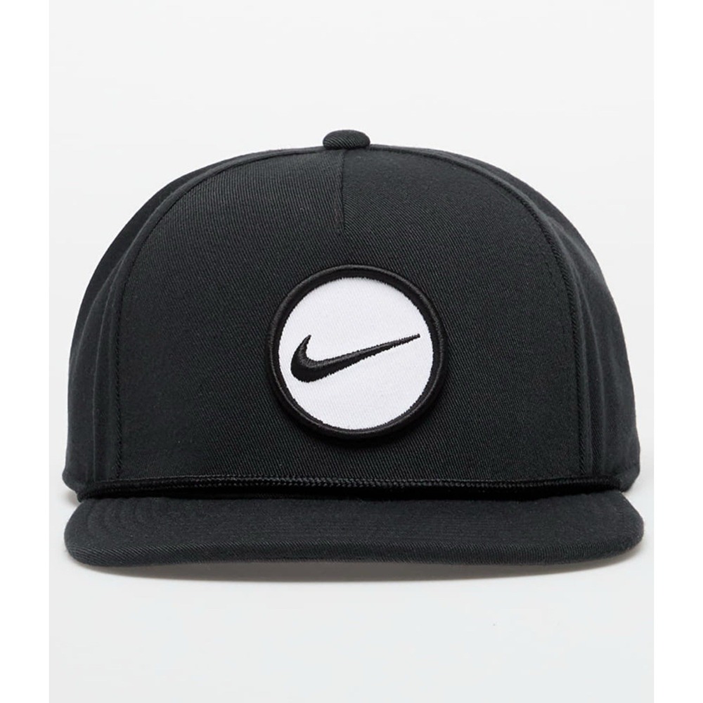 Nike Dri-Fit‎ Black Pro Retro 72 Golf SnapBack Hat cap S/M Swoosh patch MSRP $37